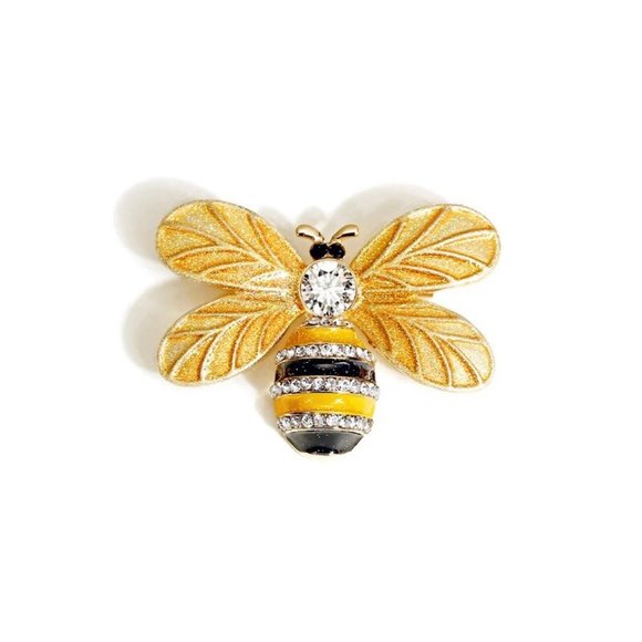 Honey Bee Rhinestone Pin Broach & Bee Earrings Gift set - Picture 2 of 3